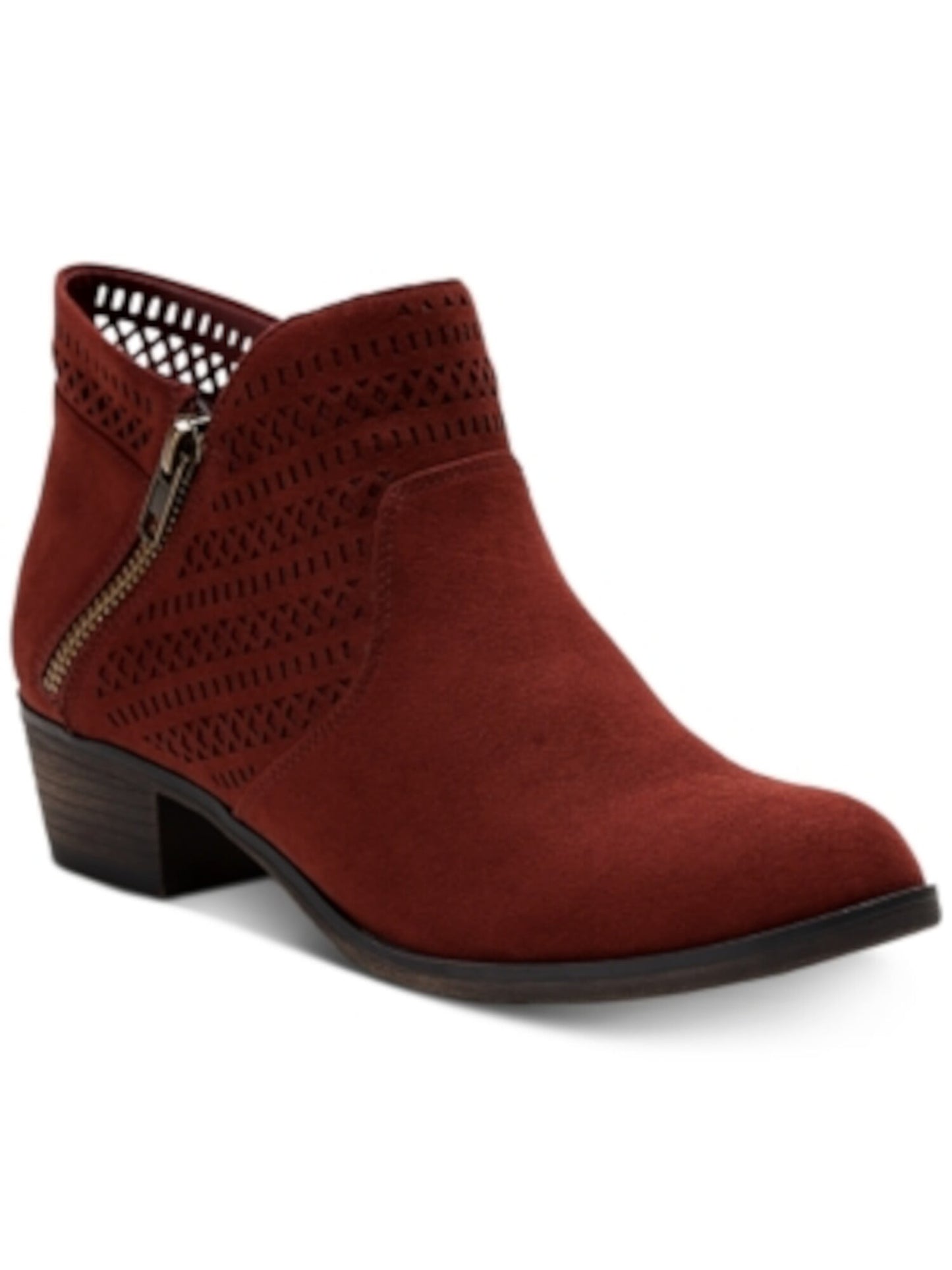American Rag Women's Perforated Abby Round Toe Block Heel Booties Reb Size 6 M