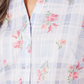 Karen Scott Women's  Floral Cuffed Button up Top Blue Size Petite S