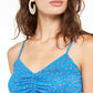 Material Girl Women's Juniors Floral Print  Crop Top Blue Size Medium