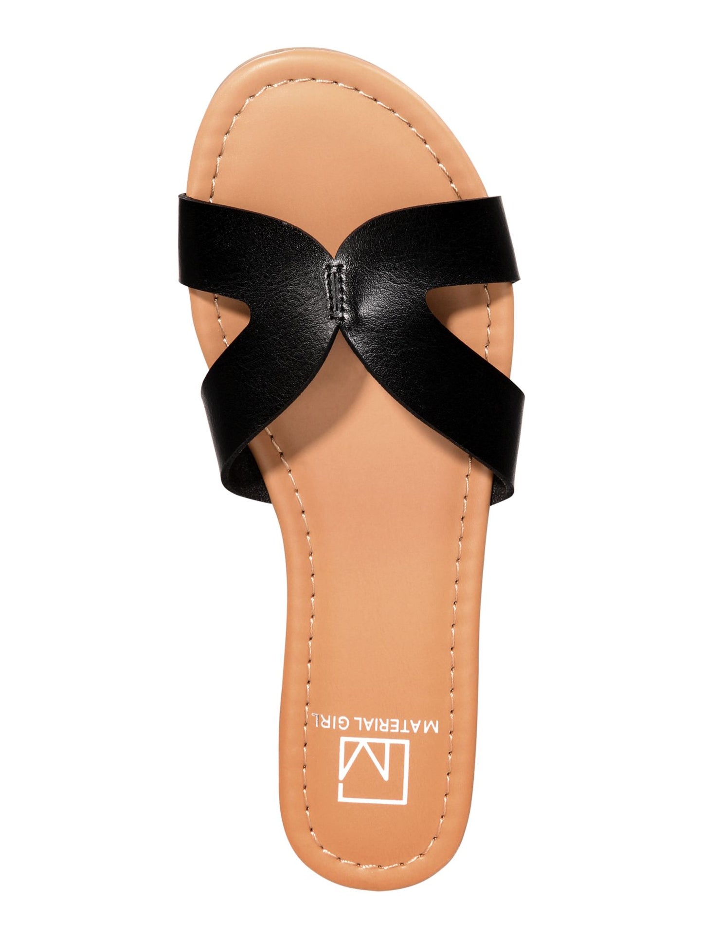 Material Girl Women's Cushioned Acelina Round Toe Slip on Slide Sandals Black Size 6.5 M