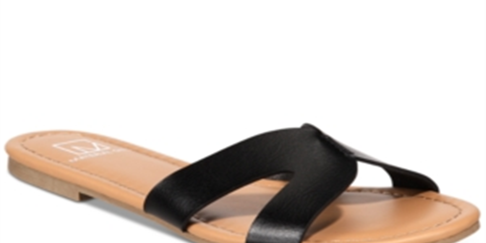 Material Girl Women's Cushioned Acelina Round Toe Slip on Slide Sandals Black Size 6.5 M