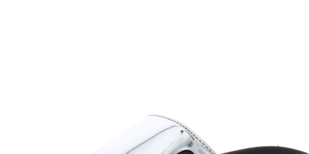 Material Girl Women's Pool Slides Paige Mirrored Flat Gray Size 6M