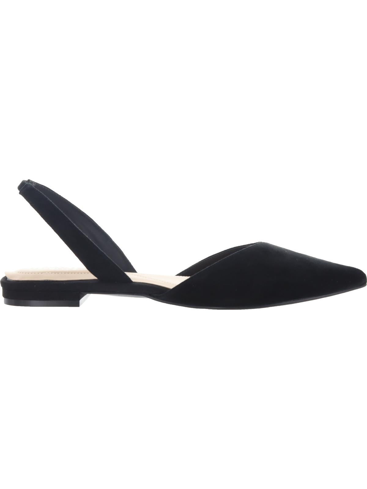 Alfani Women's Slingback Cushioned Comfort Ryann Pointed Toe Block Heel Slip on Leather Flats Black Size 6 M