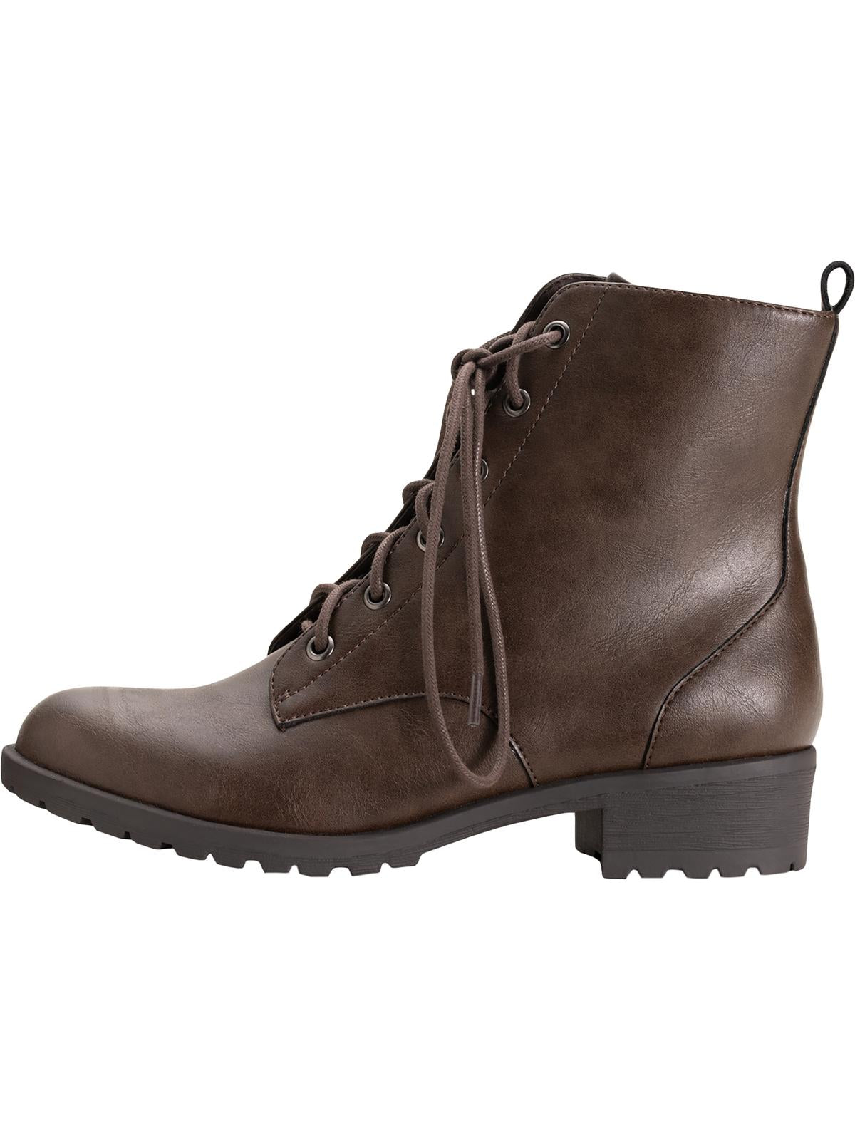 American Rag Women's Round Toe Block Heel Lace up Booties Brown Size 7 M