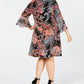 Connected Apparel Women's Dress Plus Paisley Bell-Sleeve Black Size 20W
