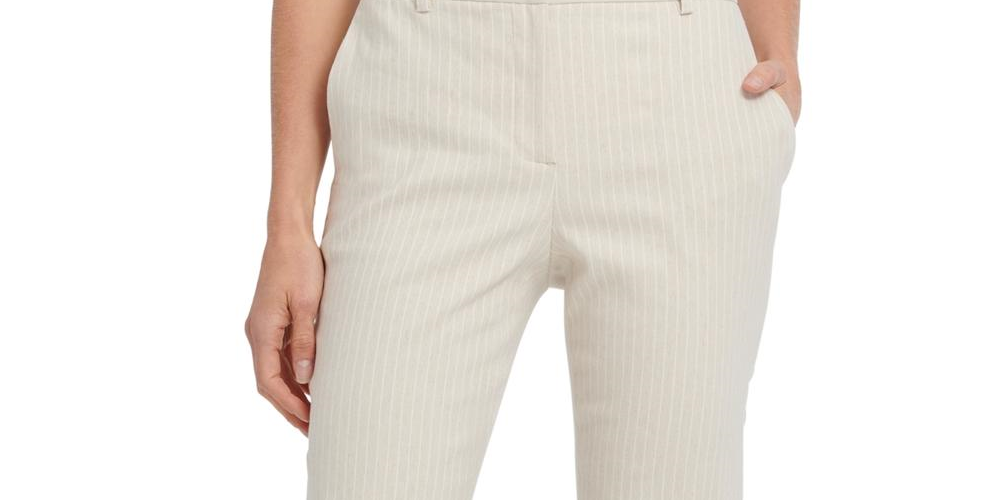 DKNY Women's Twill Pinstripe Essex Dress Pants Brown Size 4