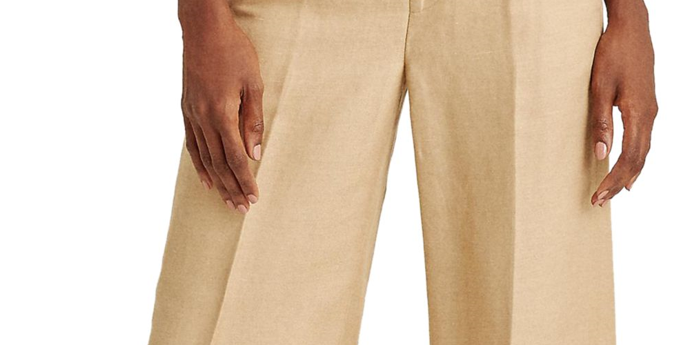 Lauren Ralph Lauren Women's High-Rise Wide-Leg Pants Brown Size 12