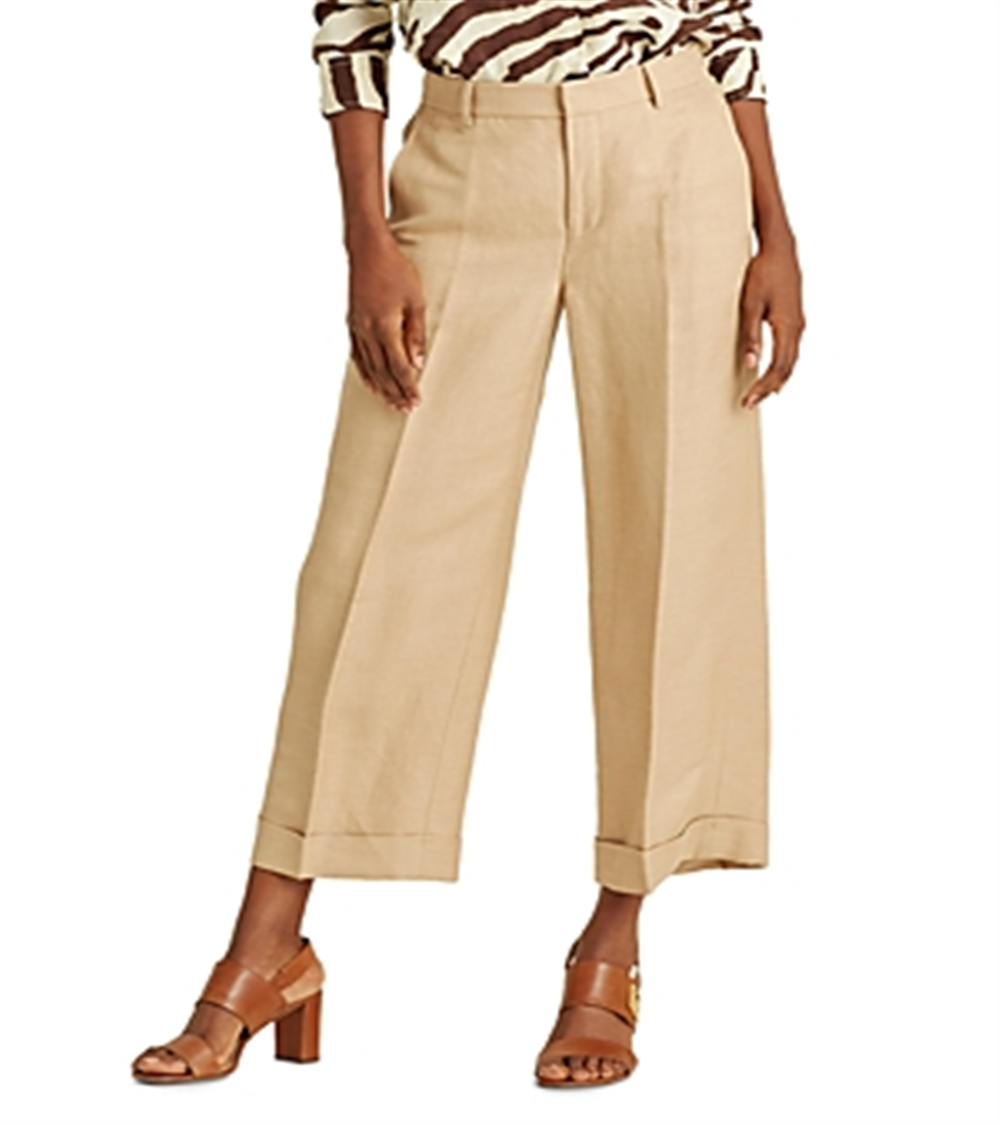 Lauren Ralph Lauren Women's High-Rise Wide-Leg Pants Brown Size 12