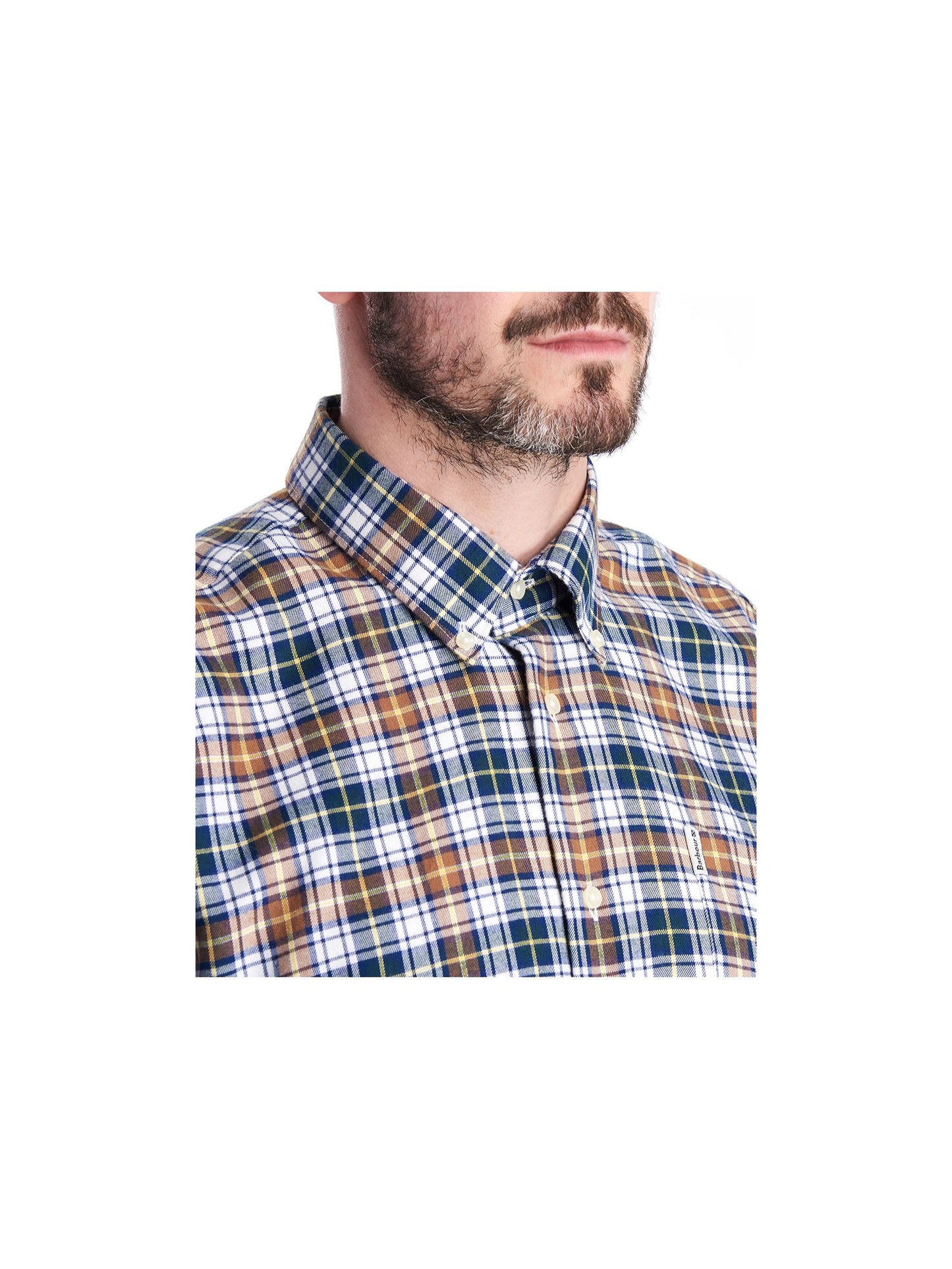 Barbour Men's Windowpane Plaid Long Sleeve Classic Fit Button Down Casual Shirt Blue Multi Size XL
