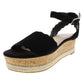 Marc Fisher Women's Faitful Suede Cork Wedge Sandals Black Size 10 M