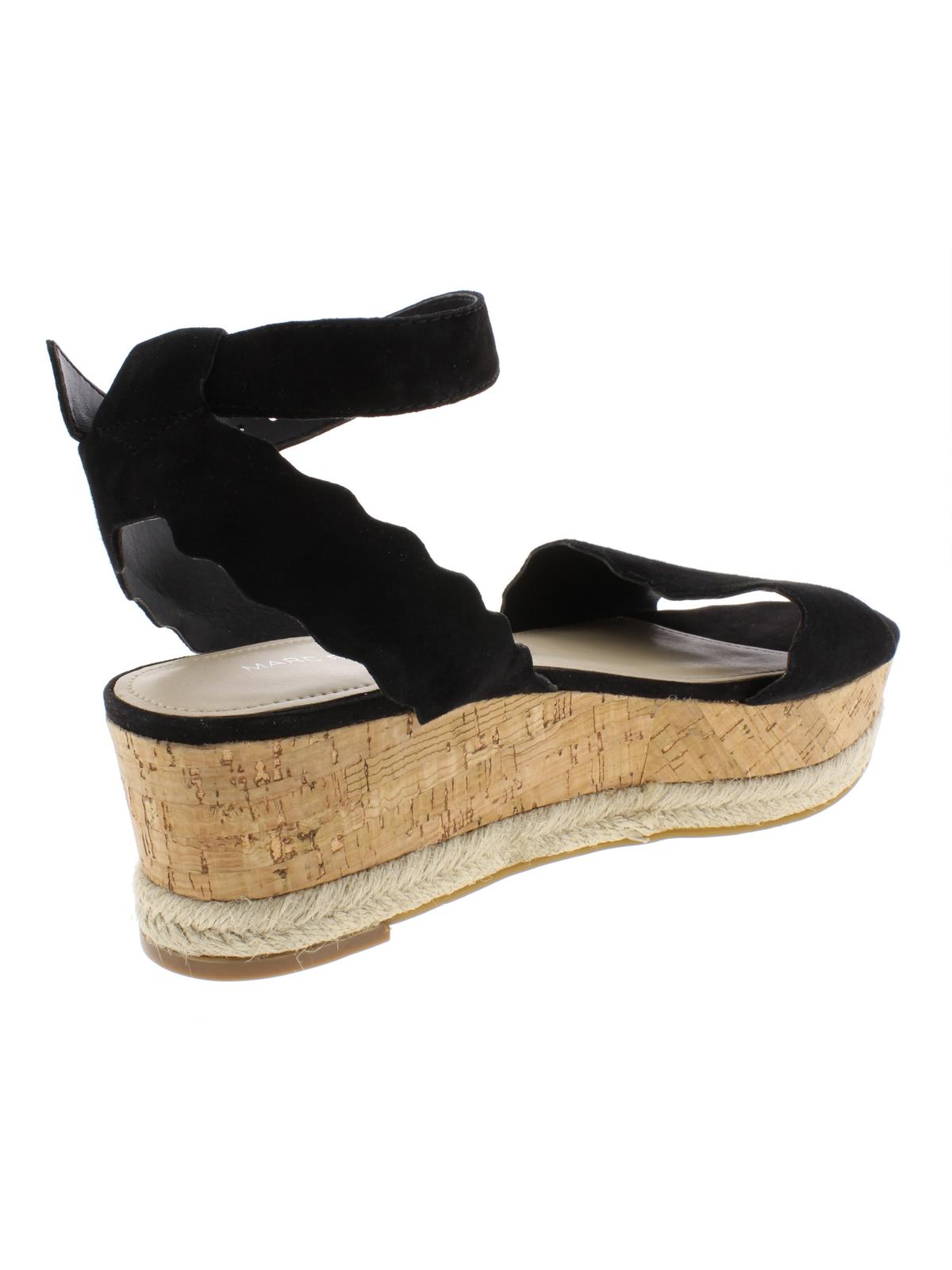 Marc Fisher Women's Faitful Suede Cork Wedge Sandals Black Size 10 M