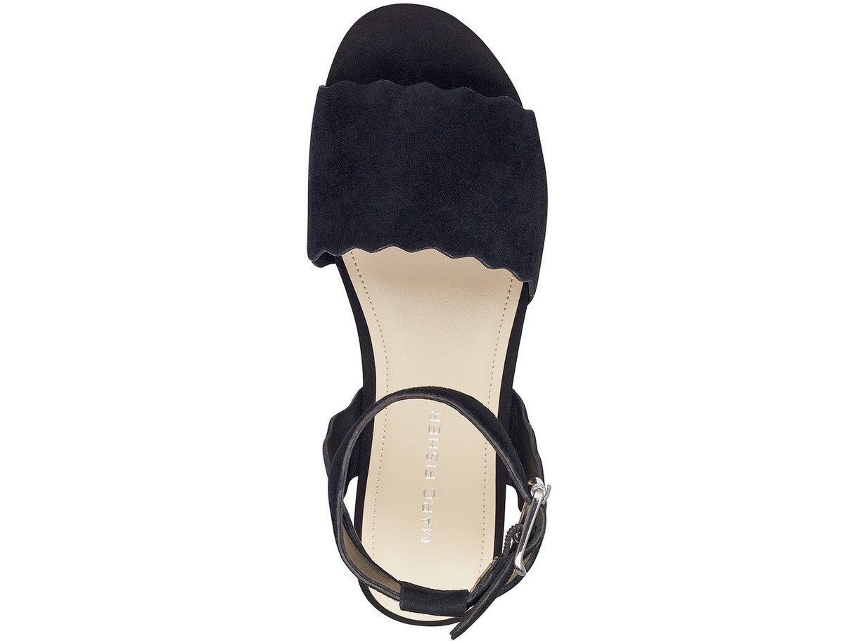 Marc Fisher Women's Faitful Suede Cork Wedge Sandals Black Size 10 M