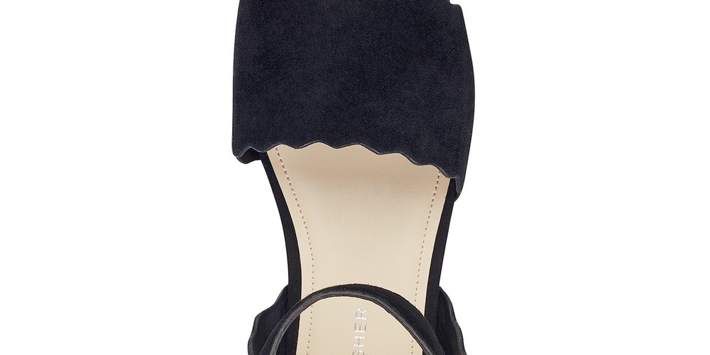 Marc Fisher Women's Faitful Suede Cork Wedge Sandals Black Size 10 M