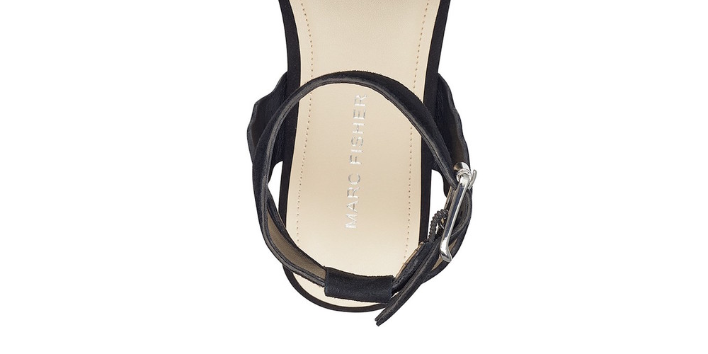 Marc Fisher Women's Faitful Suede Cork Wedge Sandals Black Size 10 M