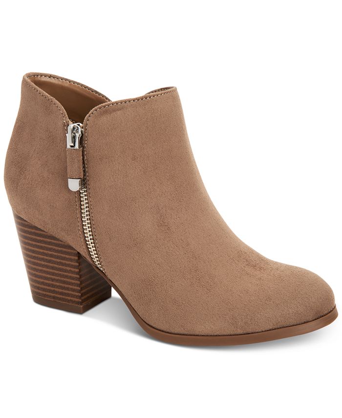 Style & Co Women's Masrinaa Faux Leather Double Zip Booties Brown Size 5 M