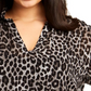 Michael Kors Women's Plus Leopard Print Blouse Black Size 3XL
