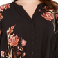INC International Concepts Women's Plus Floral Print Twist Hem Blouse Black Size 0X