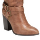 Carlos By Carlos Santana Women's Layered Crisscross Strap Cushioned Buckle Accent Paisley Pointed Toe Block Heel Zip up Heeled Boots Brown Size 10 M
