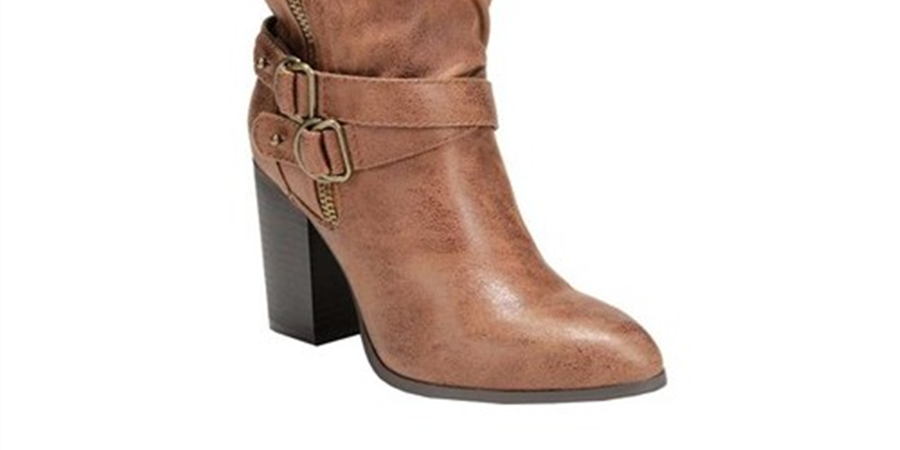 Carlos By Carlos Santana Women's Layered Crisscross Strap Cushioned Buckle Accent Paisley Pointed Toe Block Heel Zip up Heeled Boots Brown Size 10 M