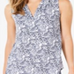 Charter Club Women's Floral-Print Pleated-Neck Top  White Size 2XL