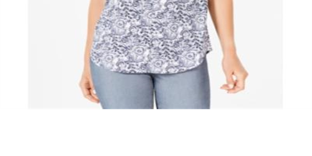 Charter Club Women's Floral-Print Pleated-Neck Top  White Size 2XL