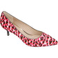 Kenneth Cole New York Women's Leopard Print Cushioned Morgan Pointy Toe Kitten Heel Slip on Dress Pumps Pink Size 6.5M