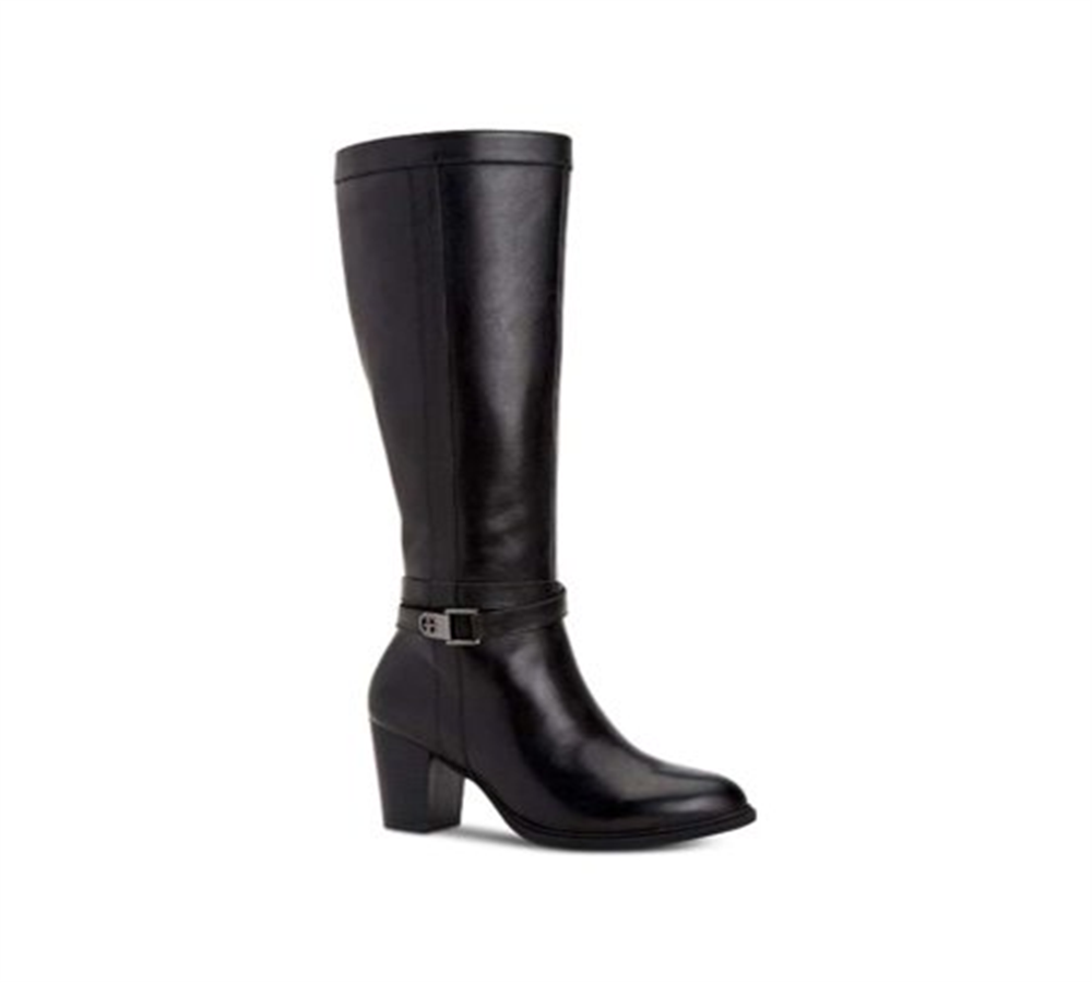 Giani Bernini Womens Rozario Leather Almond Toe Knee High, Black, Size 9
