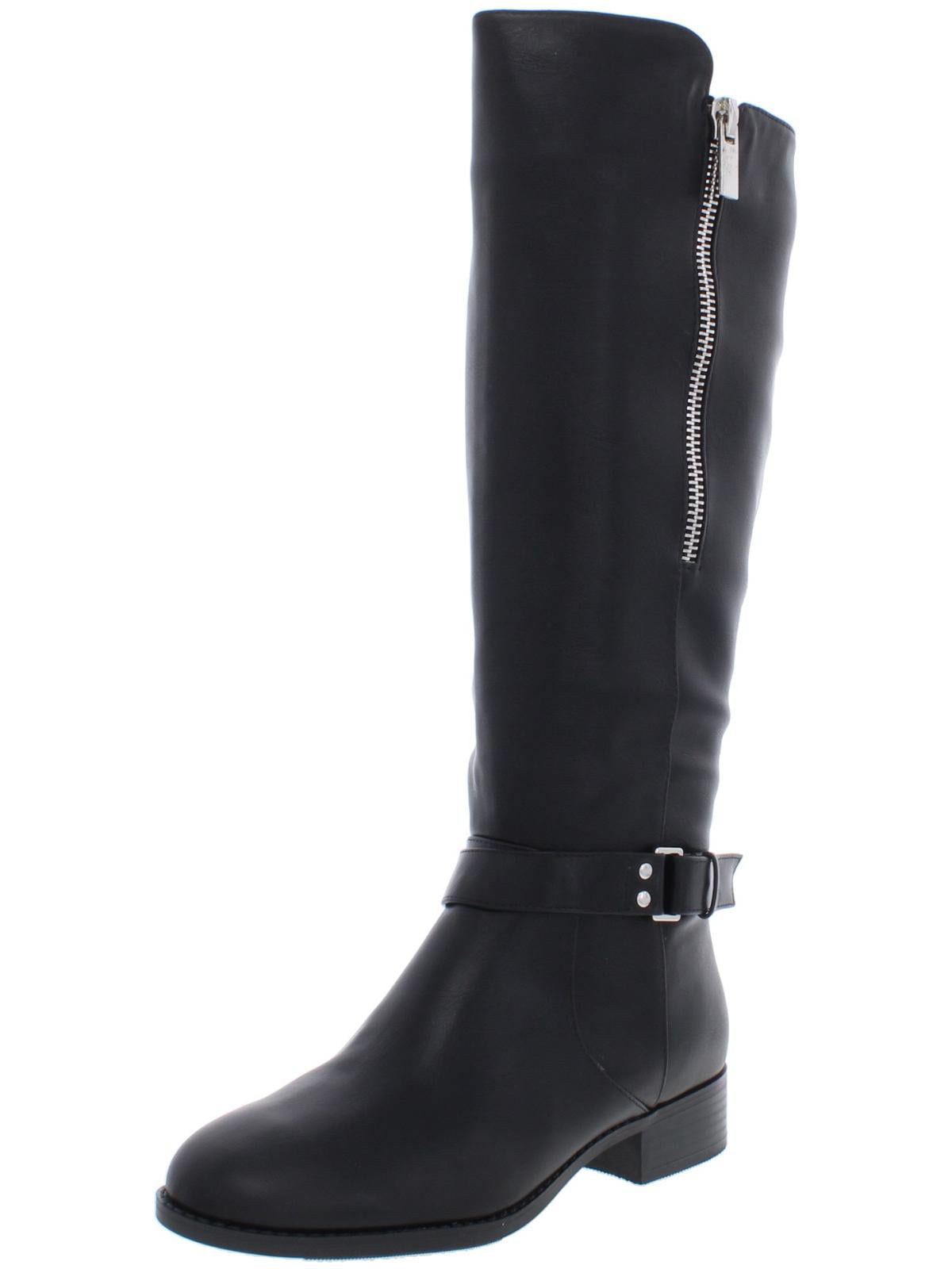 Material Girl Women's Winnnie Faux Leather Tall Riding Boots Black Size 5 M