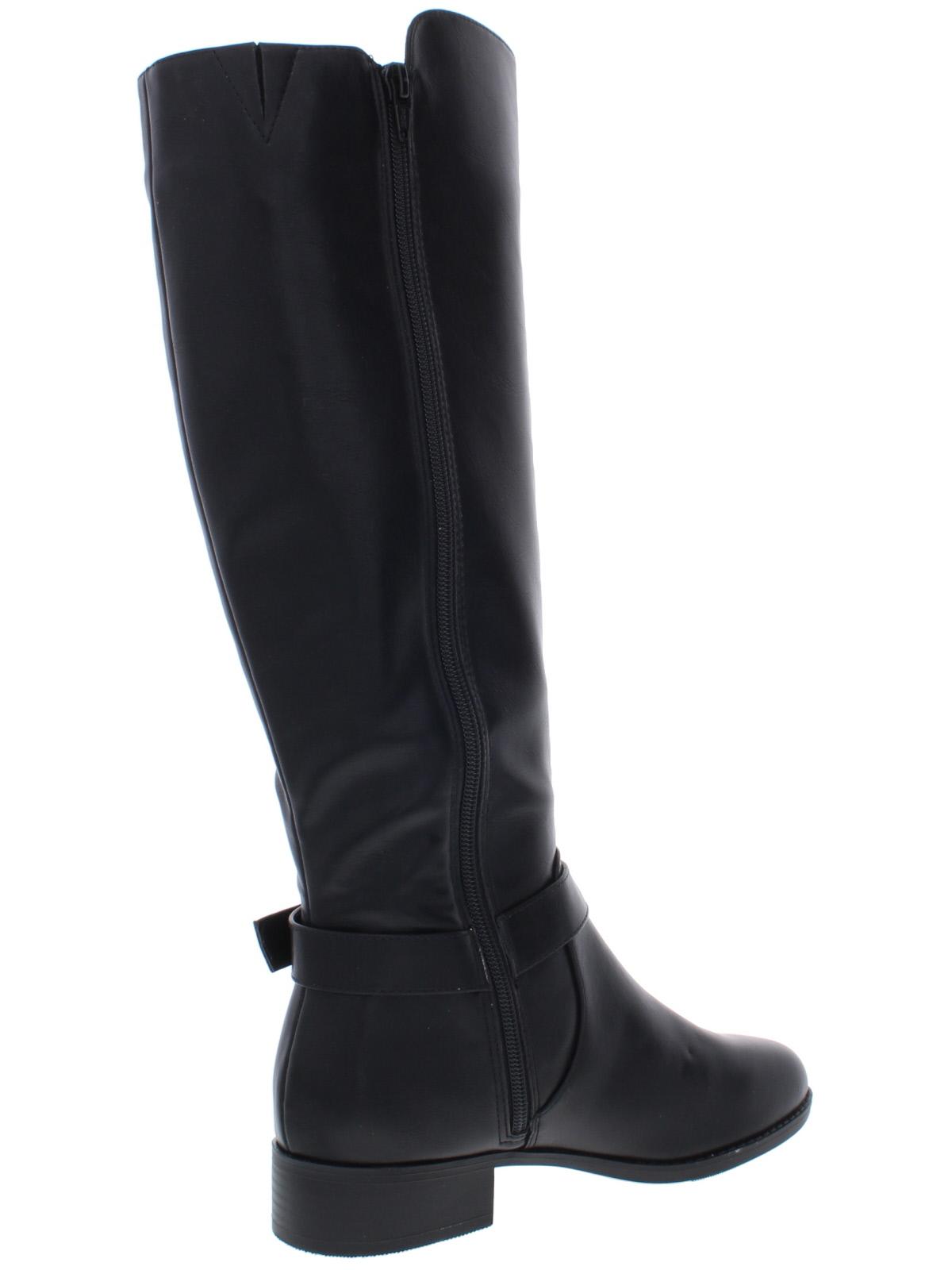 Material Girl Women's Winnnie Faux Leather Tall Riding Boots Black Size 5 M