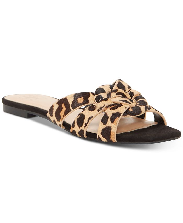 INC International Concepts Women's GARGI Leather Open Toe Brown Size 6.5 M