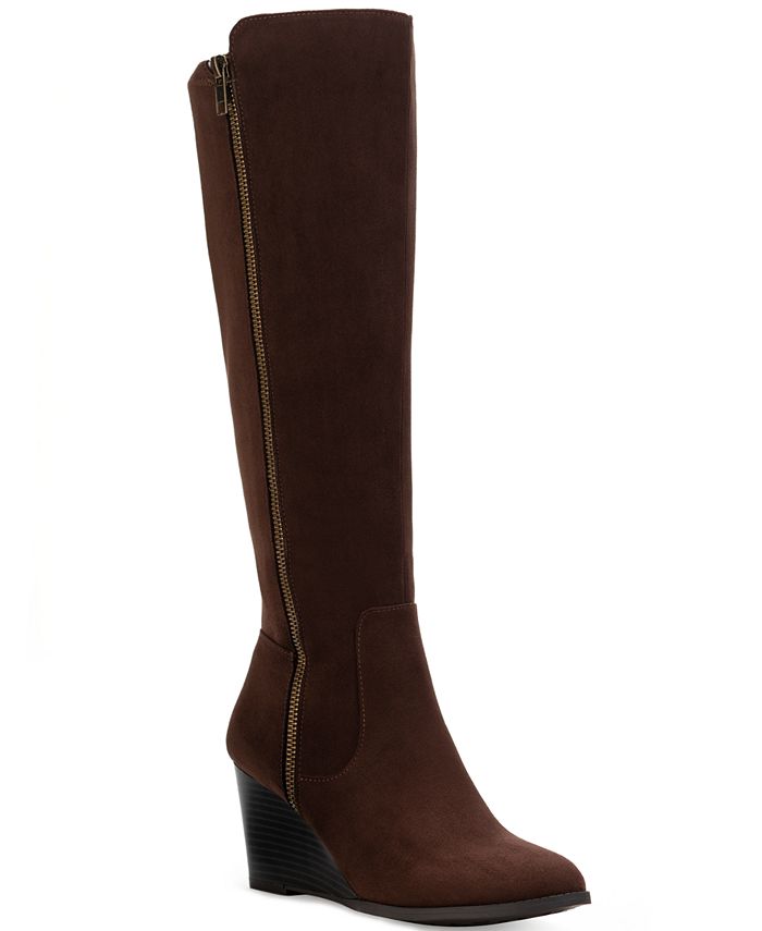 Style & Co Women's Wynterr Suede Almond Toe Knee High Fashion Boots Brown Size 7.5 M