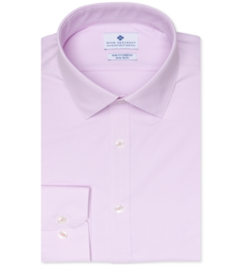 Ryan Seacrest Distinction Men's Ultimate Active Slim-Fit Non-Iron Performance Stretch Dobby Dress Shirt  Pink Size 17X34-35