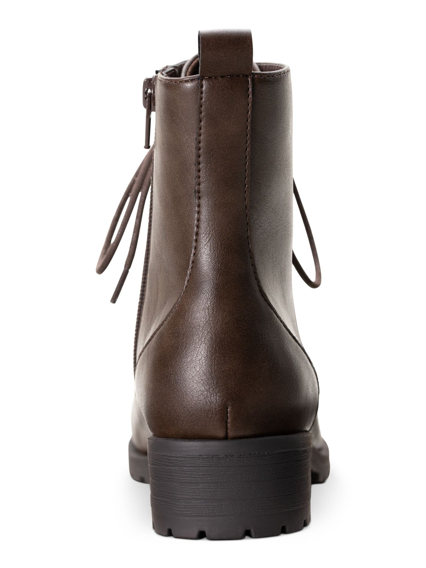 American Rag Women's Zipper Accent Franie Round Toe Block Heel Lace up Booties Brown Size 7.5 M