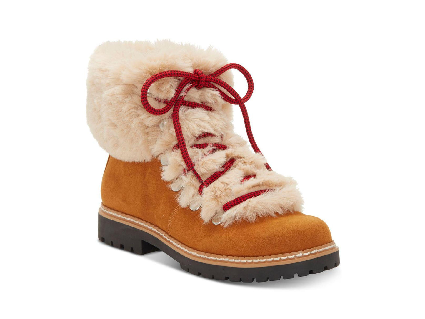INC Women's Pravale Faux Fur Lace-up Winter Boots Brown Size 6.5 M