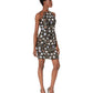 Adrianna Papell Women's Petal All Over Beaded Mesh Halter Sheath Cocktail Dress Black Size 8