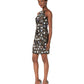 Adrianna Papell Women's Petal All Over Beaded Mesh Halter Sheath Cocktail Dress Black Size 8