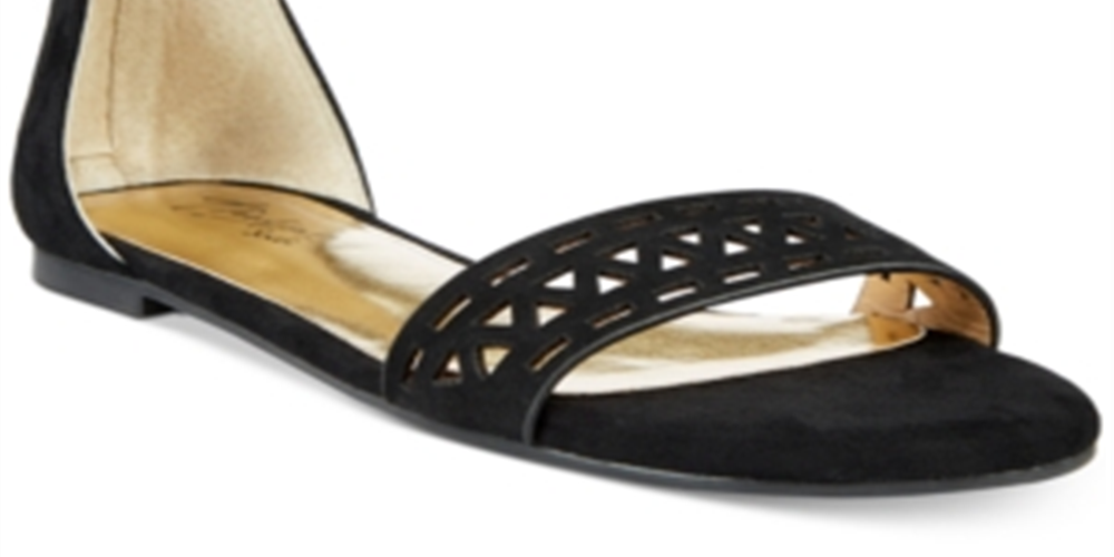 Thalia Sodi Women's Jacey Microfiber Geometric Flat Sandals Black Size 5M