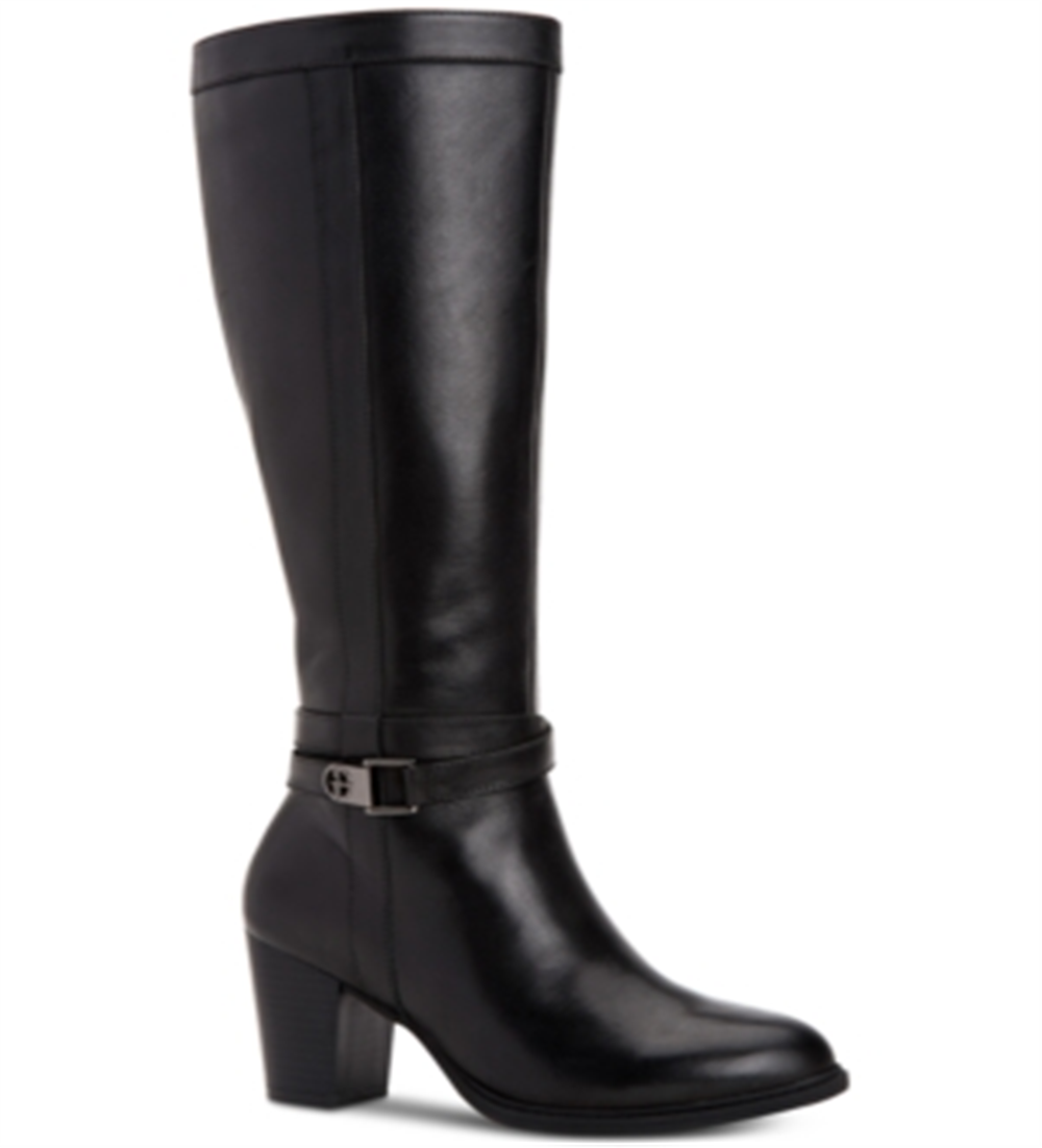 Giani Bernini Women's Rozario Leather Almond Toe Knee High Fashion Boots Black Size 7.5 W-WC