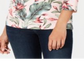 Karen Scott  Women's Palm-Print 3/4-Sleeve Top  Blush Pink Size 2XL