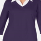 Karen Scott Women's Petite Layered-Look Cotton Top  Cassis  Size Petite M