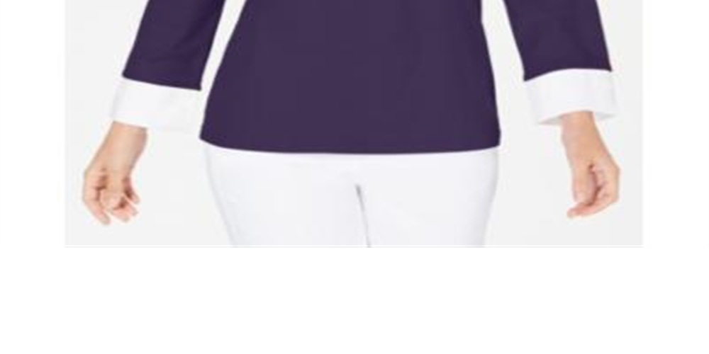 Karen Scott Women's Petite Layered-Look Cotton Top  Cassis  Size Petite M