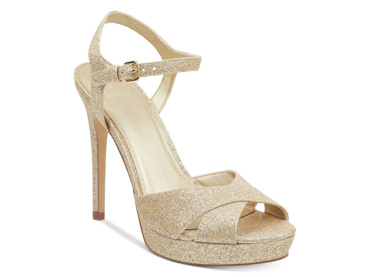 Guess Women's Jordie Peep Toe Special Occasion Slingback Sandals Gold Size 6