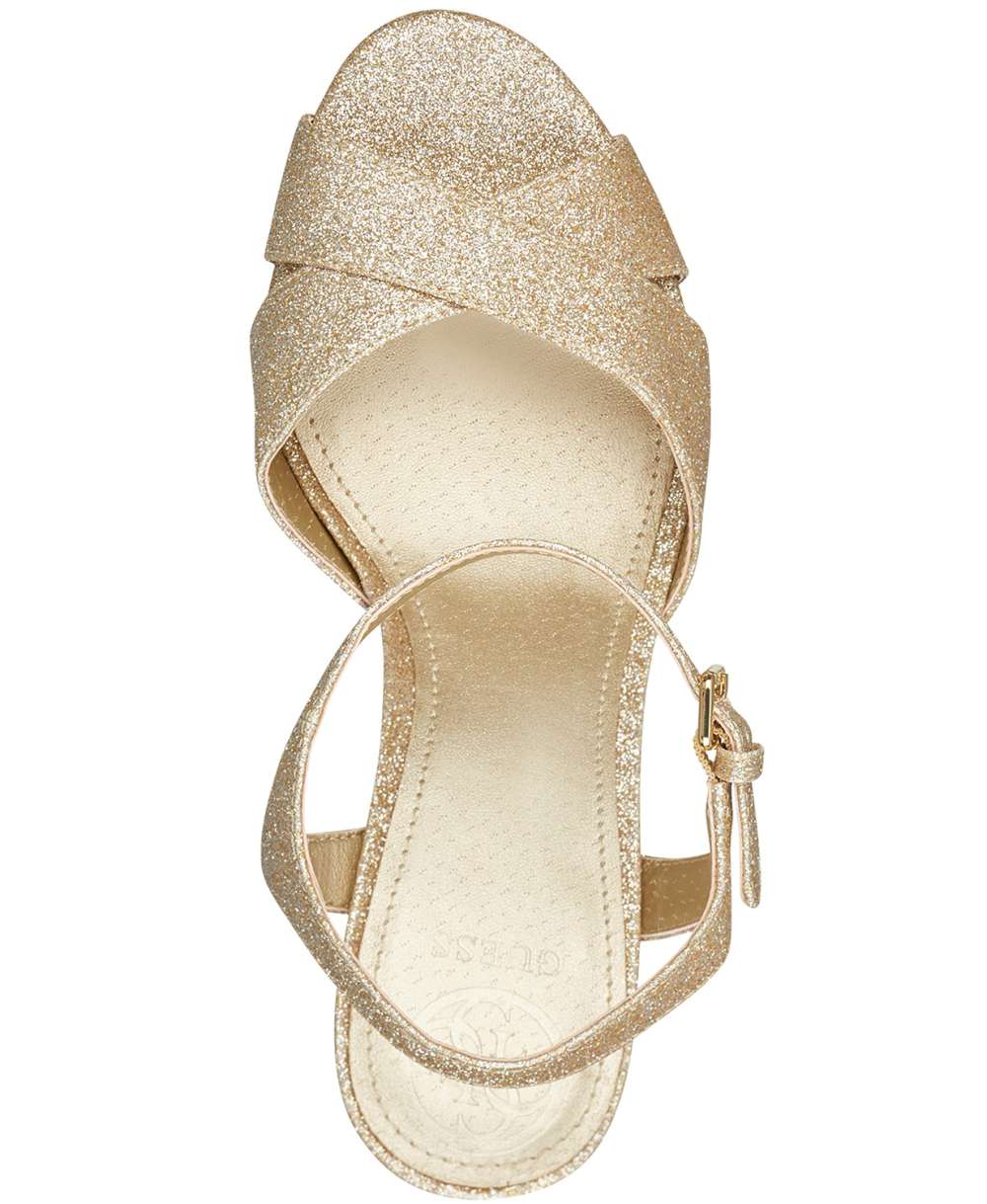 Guess Women's Jordie Peep Toe Special Occasion Slingback Sandals Gold Size 6