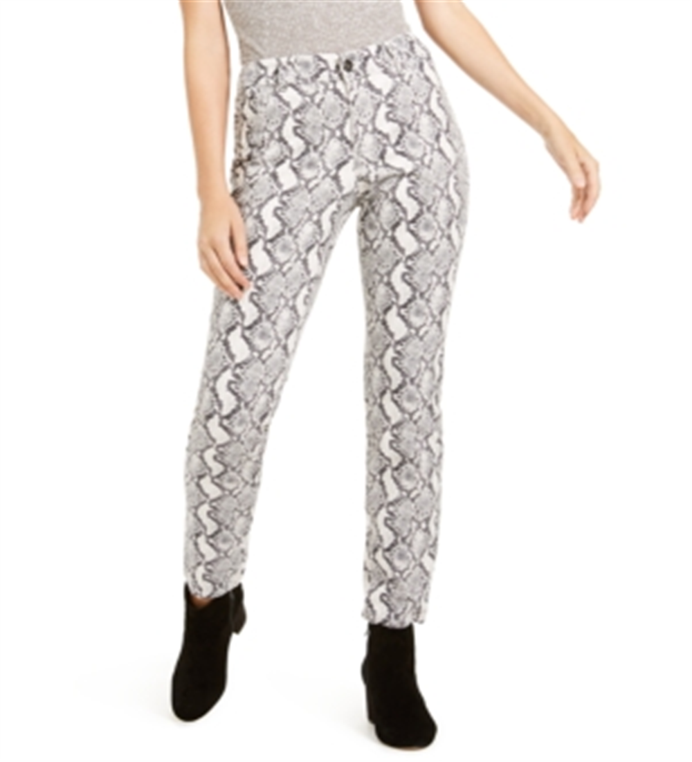 INC International Concepts Women's Essential Snake Print Skinny Jean Gray Size 6