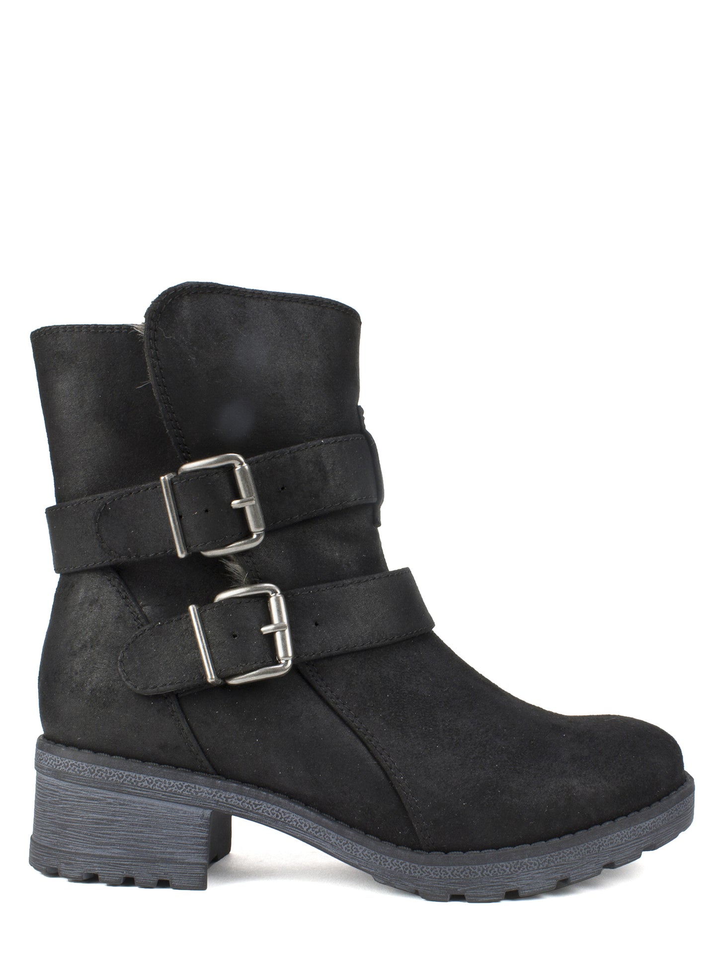 White Mountain Women's Chastity Ankle Boot Black Waxy Suedette Gray Size 10 M