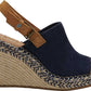 Toms Women's Monica Slingback Wedge Sandal  Suede/Leather Blue Size 11