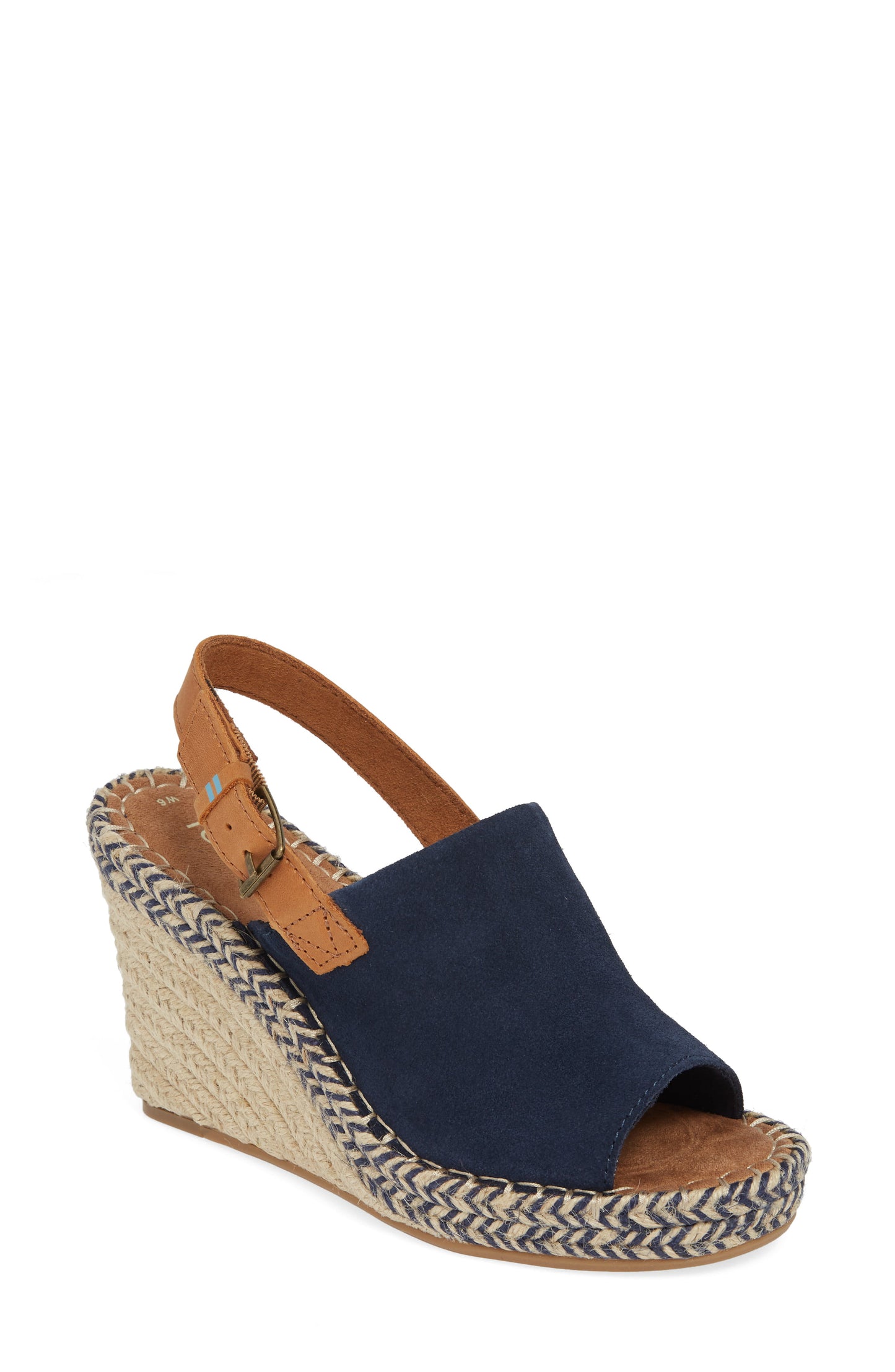 Toms Women's Monica Slingback Wedge Sandal  Suede/Leather Blue Size 11