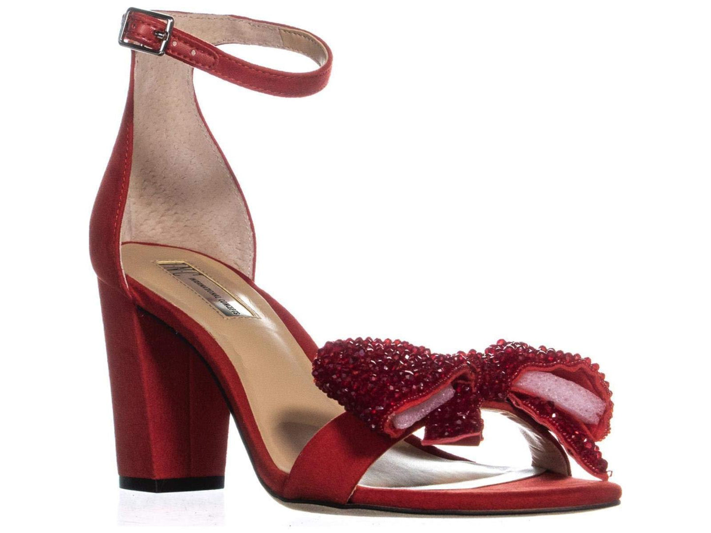 INC International Concepts Women's Kivah Fabric Open Toe Special Occasion Ankl Red Size 5M