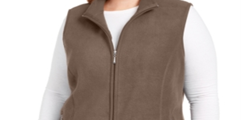 Karen Scott Women's  Plus Zip-Front Vest Brown Size 3X