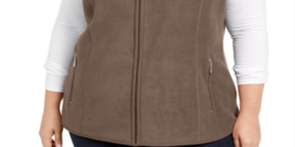 Karen Scott Women's  Plus Zip-Front Vest Brown Size 3X